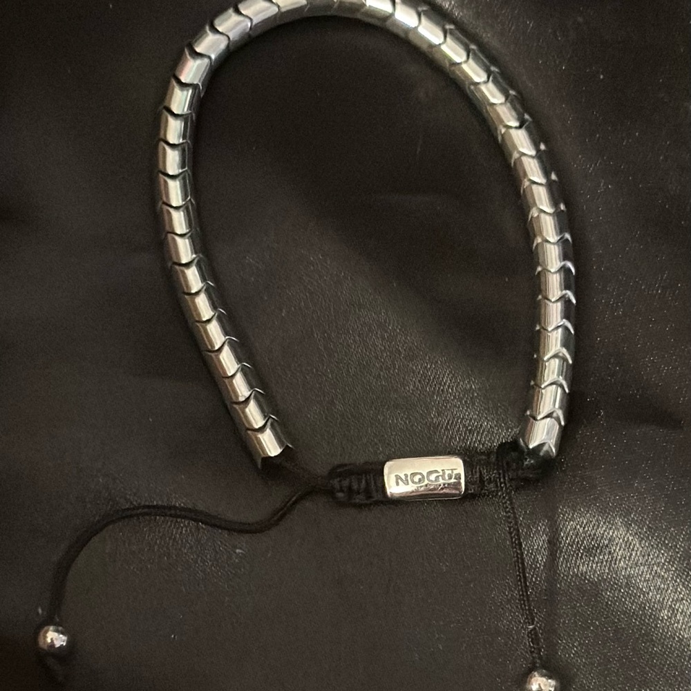 NOGU Serpintine Silver Bracelet with Adjustable Cord